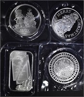 4-DIFFERENT 1oz .999 SILVER PIECES FROM 2016