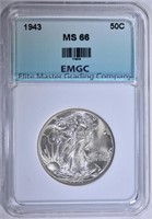 1943 WALKING LIBERTY HALF DOLLAR, EMGC SUPERB GEM