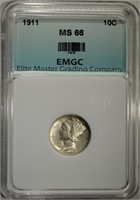 1916 MERCURY DIME, EMGC SUPERB GEM BU