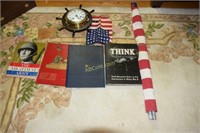 Military Lot - Flags; Army songbook; ships clock;