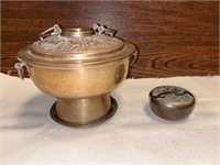 Vintage Korean Brass Rice Steamer & Trinket Box