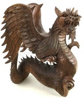 Carved Wood Dragon Sculpture
