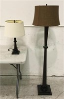2pc Contemporary Bronze Finish Floor & Table Lamps