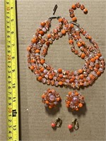 Vintage 4 strand beaded necklace marked Western