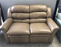 LEATHER LOOK RECLINING LOVESEAT