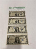 (4) 1957 Blue Seal $1 Silver Certificates