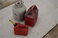 2 Gas Jugs & LP Tank (smoke damage)