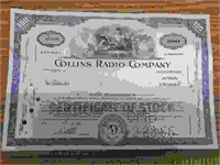 Collins radio company stock certificate