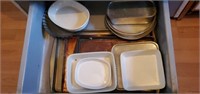 Pottery cookware & other Bake Ware in oven drawer