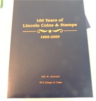 100 Years of Lincoln coins and stamps album