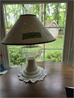 Vintage Oil Lamp With Milk Glass Base