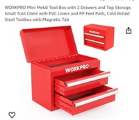 WORKPRO Mini Metal Tool Box with 2 Drawers