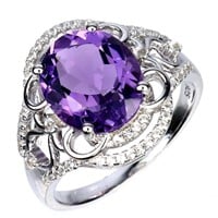 Natural Unheated Oval Purple Amethyst Ring