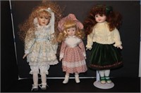 Lot of 3 Dolls, 1 w/ Stand