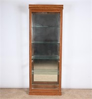 Vintage Lighted Oak Curio Cabinet