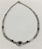 1.75 Ct. Diamond & Sapphire 18k Gold Necklace