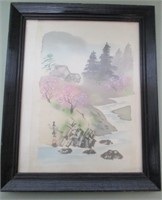 Vintage Silkscreen Painting Framed
