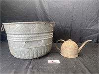 Galvanized pail and metal kettle