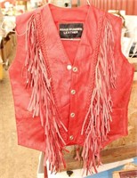 Red Leather Fringe  Vest Extra Small