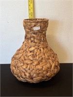 Vintage 13"Woven Rattan Vase