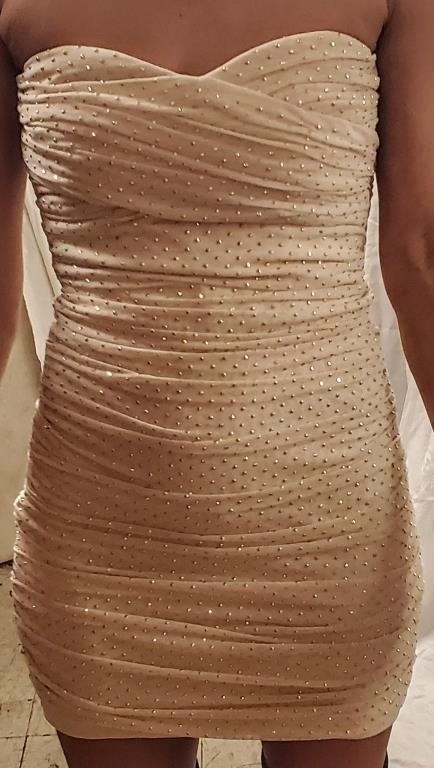 Cream w/gold Sparkle Dress