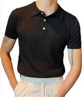 New (Size XL) Mens Knit Polo Shirts/Male Slim Fit