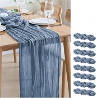 8 Pack Dusty Blue Cheesecloth Table Runner 13