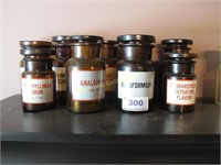 Group Of Nine Amber Pharmacy Bottles