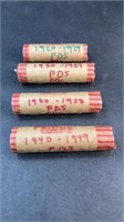 (4) ROLLS OF WHEAT PENNIES 1920-1958