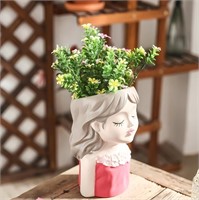 10.6 Inch (Pink Girl) Head Planter Plant Pot
