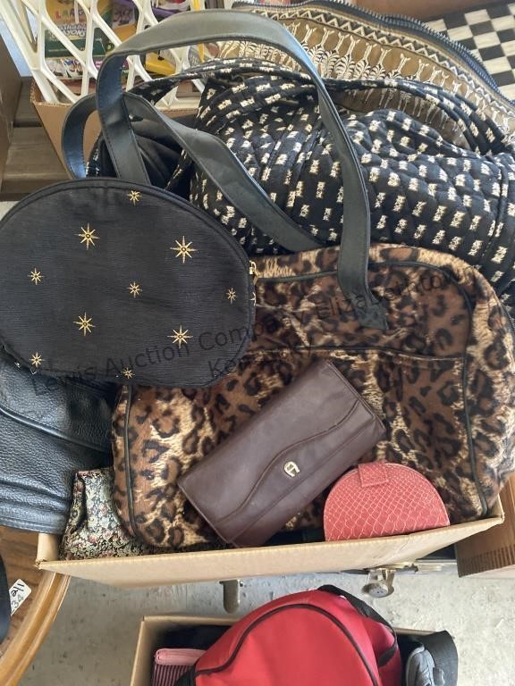 2 box lot of purses, bible covers, satchels and