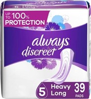 Always Discreet Pads  Size 5  Heavy  39 Count