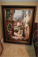 Large Framed Oil Painting on Canvas