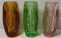 MCM 1955 Czech Glass Vase Trio R. Schrötter.