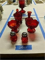 Red Coin Glass Salt And Peppers Candlestick
