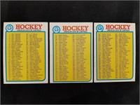 1982-83 O Pee Chee NHL CheckList Cards - 3 cards