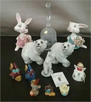 Box-24% Lead Crystal Bell, 2 Bobble Head Bunny