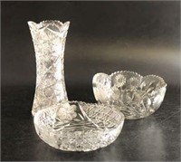 Cut Glass Bowls & Vase