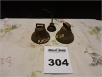 Two Vintage Traditional Style Cowbells & Oil Can