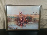 Framed & Signed C.M. Russell Indian Print