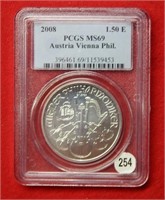 2008 Austria Vienna Phil 1.5 Euro PCGS MS69