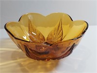 Amber Indiana Renaissance Beaded Pedestal Bowl.