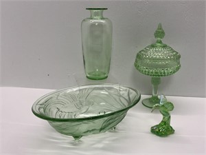 VTG Tiara, Indiana, & Fenton Green Glass Ware
