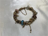 Pandora Bracelet 14K with Multiple Beads