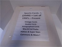 LOT OF 2500+ SPORTS CARDS 1950'S- PRESENT VINTAGE,