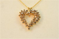 14kt Heart Cluster 18" Necklace with 46 Diamonds