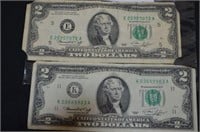 TWO 2 DOLLAR BILLS, SERIES 1976