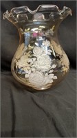 VINTAGE large  Beautiful Roses ETCHED On Glass