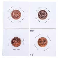 Group of 4 Canada One Cent Coins - 1964,1981,1983,