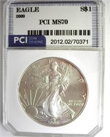 2000 Silver Eagle MS70 LISTS $4350